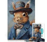 Squirrel in Top Hat Adults Puzzles 1000 Piece Jigsaws Mind Exercise Toy Relaxed Mind Design Assembly Santa Wish Gift 38x26cm