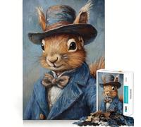 Squirrel in Top Hat Jigsaws 1000 Pieces for Adults Mind Exercise Toy Stress Relief Design Assembly Elegant Gift 50x75cm