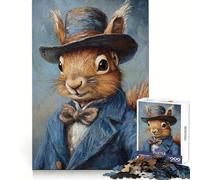 Squirrel in Top Hat Jigsaws 1000 Pieces for Adults Mind Exercise Toy Stress Relief Design Assembly Elegant Gift 50x75cm