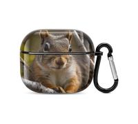 Squirrel in Tree Bluetooth Earbuds Case Cover Full Body Shockproof Protection Hard Case Support Wireless Charging with Keychain Personalized Gift for AirPods 3