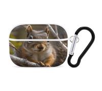 Squirrel in Tree Earbuds Organizer Shockproof Protective Airpods Pro Cover with Carabiner Clip Anti Fall Carrying Earphone Case Cover for Airpods Pro 2nd Generation White