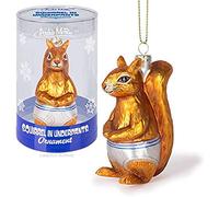 Squirrel In Underpants Glass Holiday Ornament