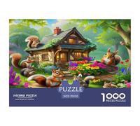 Squirrel Jigsaw Puzzle Squirrels Around Tiny House Puzzle for Adults Puzzles for Adults Kids Educational Game Challenge 70x50cm/1000pcs