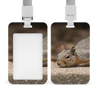 Squirrel Just Laying Badge Holder with Lanyard, Vertical ABS Plastic ID Card Holder Fashion Name Badge Holders Office ID Card Protector for Teacher Nurse Employee Security Staff
