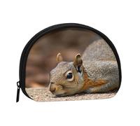Squirrel Just Laying Coin Purse Personalized Coin Bag for Women Men Change Purse Small Wallets with Zipper Mini Shell Coin Pouch Outdoor Shopping Change Storage Bag Handbags Gifts
