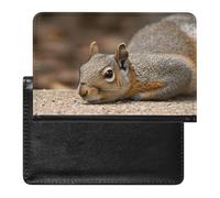 Squirrel Just Laying Passport Holder with 3 Card Slots, Portable PU Leather Travel Wallet, Slim Protective Cover for Passport, ID, Credit Cards