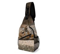 Squirrel Just Laying Sling Bag with Rfid Blocking Causal Mens Crossbody Bag Lightweight Chest Pack Large Man Purse Travel Crossbody Backpack Shoulder Sling Backpack for Hiking Running Cycling