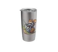 Squirrel Knight Riding a Snail Medieval Fantasy Stainless Steel Insulated Tumbler