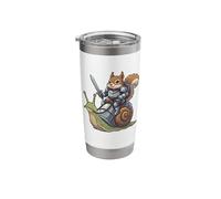 Squirrel Knight Riding a Snail Medieval Fantasy Stainless Steel Insulated Tumbler