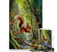 Squirrel Leaping in Forest Jigsaw Puzzles 1000 Pieces for Teenagers Thought Toy Shared Fun Precise Edge Santa Wish Item 38x52cm