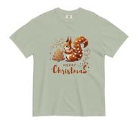 Squirrel Light Tee, Merry Christmas T-Shirt, Xmas Shirt, Fancy, Cute Animal Unisex Garment-Dyed Heavyweight t-Shirt, Bay, XL