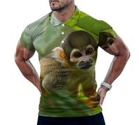 Squirrel Monkey Is in The Jungle Mens Polo Shirts Short Sleeve Golf Shirt Casual T-Shirt Top for Work Athletic M