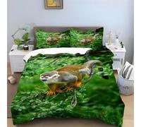 Squirrel Monkey Single Duvet Cover Set Cute Bedding Sets with Zipper Closure, Reversible Super Soft Microfibre Single Bed Duvet Cover 3 Pcs with Pillowcases -Ai1568