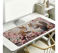 Squirrel Mouse Pad 800 x 400 x 3 mm Extended Large Mouse Mat, Keyboard Mousemat, Desk Mat Workspace Decor with Anti-Slip Base & Anti-Fray Edges, Waterproof Desk Accessories for Work (Flower) L-x7247