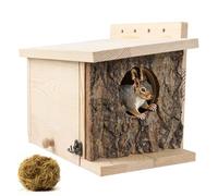Squirrel Nesting Box - Easy Assembly Squirrel Houses for Outside Nesting, Wooden Nesting Box for Squirrels,Chipmunk,Bird and Small Animals