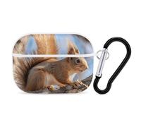 Squirrel on Branch AirPod Pro Case, Anti Scratch Hard PC Cover with Keychain, AirPod Pro 2nd/1st Case Accessories for Women Men, White-Style