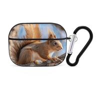 Squirrel on Branch AirPod Pro Case, Anti Scratch Hard PC Cover with Keychain, AirPod Pro 2nd/1st Case Accessories for Women Men, Black-Style