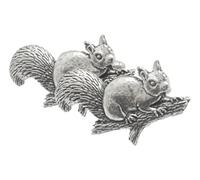Squirrel On Branch Pewter Cufflinks Mens Wedding Jewellery Novelty T-Bar Personalised Gift Box Option CL 344