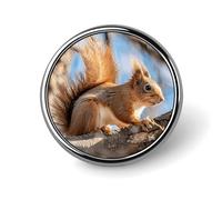 Squirrel on Branch Round Badge for Men Women, Durable & Stylish Lapel Pins, Lightweight Metal Badges for Shirts, Jackets, Hats