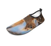 Squirrel on Branch Water Shoes for Men Women, Lightweight Stretch Swim Shoes with Anti-Slip Rubber Sole, Quick-Dry Aqua Socks for Pool, Beach, Surfing, Style, 5 Women/5 Men