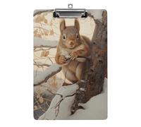 Squirrel on Tree Clipboards Office Clipboard 8.5×12.5 Inch Acrylic Clip Board with Metal Clip Letter Size A4 Holder Cute Hanging Clipboard for Work