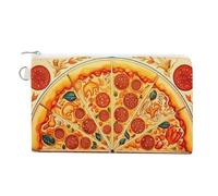 Squirrel on Tree Wallet for Men Women Canvas Coin Purse Zippered Change Holder with Secure Closure, A Full Pizza, One Size, A Full Pizza