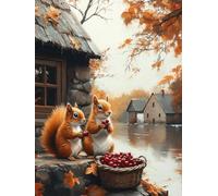 Squirrel Paint by Numbers Autumn Painting by Numbers for Adults DIY Digital Painting Hobbies for Adults Women with 3 Brush and Acrylic Paints Kit for Home Decor, Wall Art 12x16 inches -zjn2507Z5
