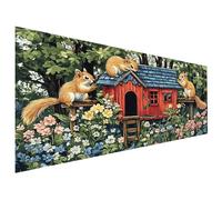 Squirrel Paint by Numbers Cabin Adult Paint by Numbers Canvas Kits, Paint-by-Numbers 60X80cm, DIY Color Oil Painting Acrylic Paints, Without Frame, Hobbies for Adults, Christmas Decorations L6-190