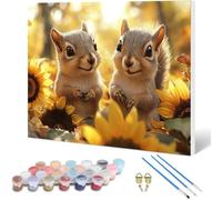 Squirrel Paint by Numbers Sunflower Painting by Numbers for Adults Beginner DIY Digital Painting Hobbies for Adults Women with 3 Brush and Acrylic Paints Kit for Home Decor, Gifts 50x40cm -hjw25010XW