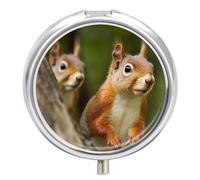 Squirrel Pill Box Round Portable Small Pill Case Waterproof Travel Pill Box Organizer for Pocket Purse and Daily Convenience