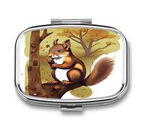 Squirrel Pill Organizer for Eating Nuts with Two Compartments Medicine Organizer Medicine Organizer Portable Medicine Holder Pill Container