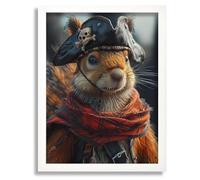 Squirrel Pirate Painting Funny Squirrel Portrait Unique Animal Wall Art Print Poster A5 - Wall Art Home Decor Movie Poster Canvas Film Cinema Retro Vintage Cult Classic Nostargic Saga Modern reprint