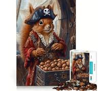 Squirrel Pirate with Treasure Chest 1000 Piece Jigsaw Puzzle for Adults Think Smart Toy Indoor Fun Smooth Cut Santa Wish Pick 50x75cm
