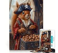 Squirrel Pirate with Treasure Chest Jigsaw Puzzles for Adults 1000 Pieces Pure Logic Toy Stress Free Sharp Cut Santa Wish Item 38x26cm