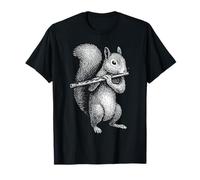 Squirrel Playing Flute Retro Animal Playing Instrument 90s T-Shirt
