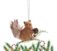 Squirrel Plush Ornament, Stuffed Squirrel Season Decoration | Pine Cone Branches Animal Ornament for Window Home Ceiling Fireplace Outdoor Christmas Tree Desk Bookshelf Wall