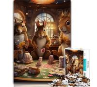 Squirrel Poker 1000 Piece Jigsaw Puzzles for Teenagers,Family Game Stress Reliever Difficult Challenge Secret Santa Gifts 50x75cm