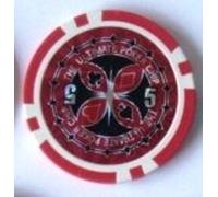 Squirrel Poker 14G Ultimte Poker Chips - 25pcs per roll - 10 Value Variations (100/500/1000/5000) (Red - $5)