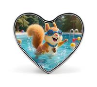 Squirrel Pool Joy Lapel Pin Heart Enamel Pins Funny Brooch Pin Cute Backpack Pins Fashion Jewelry Accessories for Backpacks, Hats, Bags, Adults