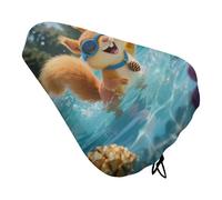 Squirrel Pool Joy Padded Bike Seat Cushion with Drawstring Soft Comfort Waterproof Bicycle Seat Cover, Wide Saddle Protection Covers Protector for Men Women for Exercise Mountain Road Bikes