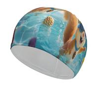 Squirrel Pool Joy Swim Cap for Women Men Swimming Hat Bath Waterproof Pool Caps for Long Thick Curly Hair