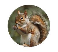Squirrel Printed Gaming Mouse Pad 4 PCS, Round Non-Slip Rubber Base Laptop Mousepad Desk Mat for Gamer, Office, Home