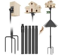 Squirrel Proof Bird Feeder Pole - 92" Heavy Duty Outdoor Bird Feeder Stand, 1-Inch Diameter Rustproof Pole, 180° Manually Adjustable Head, Compatible with Camera Bird Feeders, Easy Install