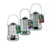Squirrel Proof Bird Feeders Bundle - 3 x Bird Food Green Plastic Wire Cage for Fat Balls, Peanuts & Seeds Bird Feeders for Wild Birds - Easy Clean Ha