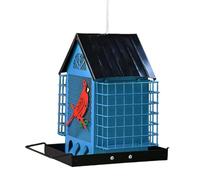 Squirrel Proof Feeder - Metal 21.5 x 20 x 24.5 cm | OutdoorSuetStation with DoubleCage, Garden, Balcony, Hanging WildlifeAttractor, Weatherproof Design | Patio Yard