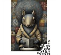 Squirrel Reading Newspaper 1000-Piece Puzzle for Adults, 52x38cm/1000pcs, Easy to Pause And Continue Later; Low-dust White Card for Tabletop Use