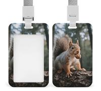 Squirrel Retractable ID Badge Holder with Lanyard - Vertical Badge Reel,Keychain Clip,Name Tag Id Card Holder Protector for Nurse Officer Teacher Security Staff Women Men