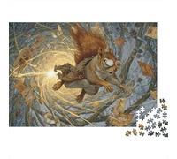 Squirrel Riding A Magic Wand Jigsaw Puzzles Puzzles for Adults Kids. 1000 Pieces Whimsical Challenge Toy Educational Game Home Decoration for Adults& Kids Age 14 Years Up 52x38cm/1000pcs