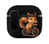 Squirrel Riding Bicycle Case Compatible with AirPods 4 Hard Earphone Case Protective Cover