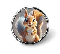 Squirrel Round Badge for Men Women, Durable & Stylish Lapel Pins, Lightweight Metal Badges for Shirts, Jackets, Hats